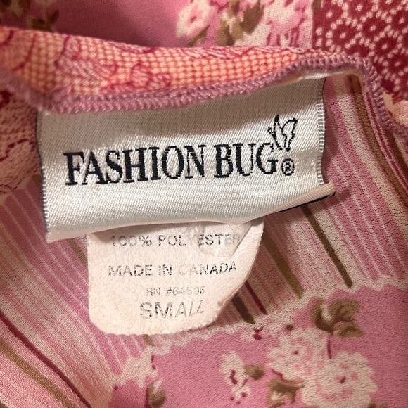 Vintage Pink Floral Asymmetric Sheer Tunic Top Fairy Grunge Fashion Bug Size S - Picture 8 of 11